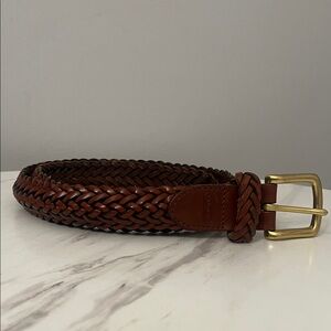Coach Braided Leather Belt with Gold Buckle